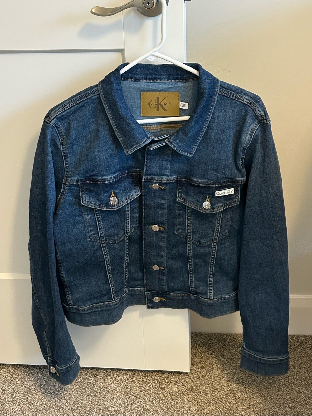 CALVIN KLEIN STRETCHY BLUE DENIM JACKET WOMEN'S SIZE XL